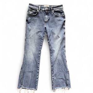 Free People We The Free Rita Crop Flare Jeans 27 Raw Hem Boho Festival Cute